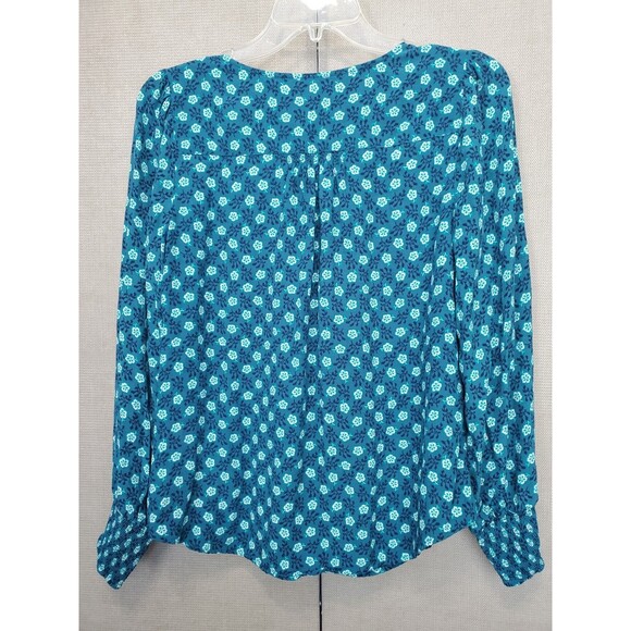 Talbots Viscose Green Dazzling Ditsy Soft Button-Up Top Size Medium - Picture 4 of 5